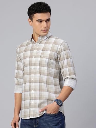 Image of Majestic Man Comfort Slim Fit Pure Cotton Checked Casual Shirt