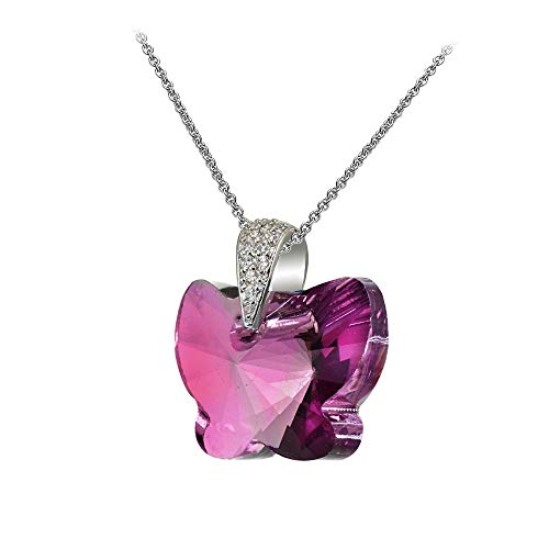 Sterling Silver Butterfly Pendant Necklace Made with European Crystals for Women2