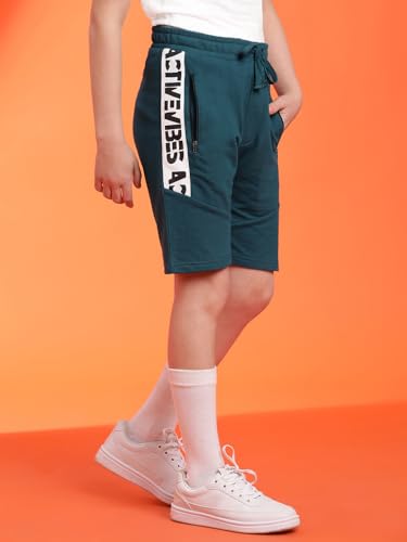 Image of Li'l Tomatoes Boys 100% Looper Cotton Shorts | Summer Casual Wear | Printed Elastic Waist Sports Shorts | Soft & Breathable Kids Wear | 9-16 Years