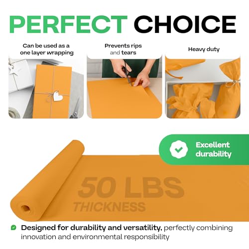 Image of Orange Kraft Paper Roll 12 inch x 1200 inch (100 feet) with Cutter - USA-Made Wrapping Paper for Packing, Moving, Shipping & Crafts /Arts - 100% Recyclable Natural Craft Material by IDL Packaging | Wrapping Paper for Packing, Moving, Shipping & Crafts /Arts - 100% Recyclable Natural Craft Material by IDL Packaging