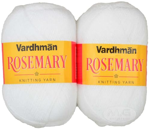 Image of M.G ENTERPRISE Rosemary White 400 GMS Wool Ball Hand Knitting Wool /Art Craft Soft Fingering Crochet Hook Yarn, Needle Knitting Yarn Thread Dyed-ZP Art-GJC