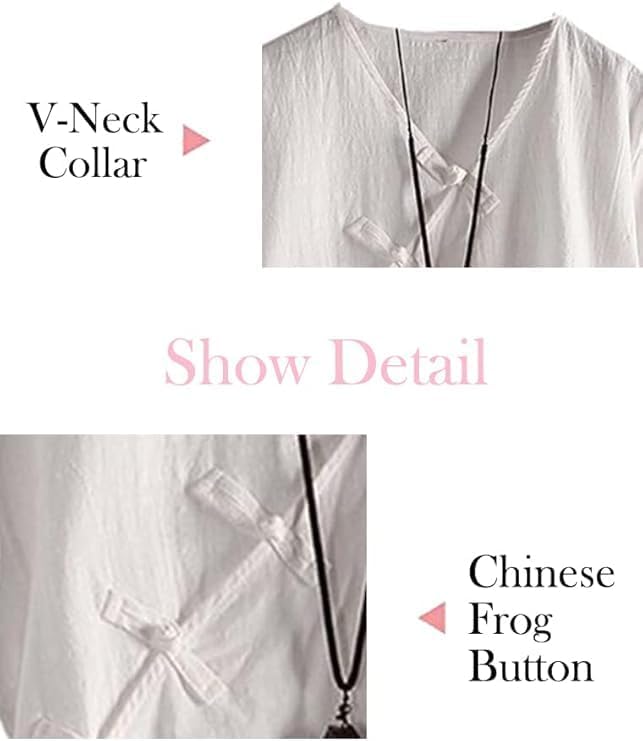 Minibee Women's Linen Retro Chinese Frog Button Tops Blouse - Image 6