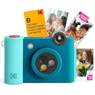 Kodak Smile+ 2-in-1 Digital Instant Print Camera & Wireless Bluetooth Photo Printer - 10MP, Special-Effect Rotating Lens, Zink 2x3” Sticky-Back Photos, Print via Fun App from Smart Devices - Blue