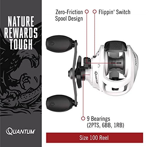 Quantum Accurist Baitcast Reel And Fishing Rod Combo, 7-Foot 1-Piece All-Purpose Im7 Graphite Fishing Pole With Comfortgrip Rod Handle, One-Piece Aluminum Frame, Right-Hand Retrieve, White #TOP3