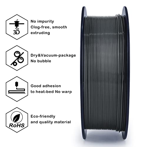 Image of ZIRO 3D Printer Filament 2.2lbs x 4 Spool, Tougher & Stronger, Dark Gray | Fit for Most FDM 3D Printer, 1.75mm 1KG Spool, Dimensional Accuracy + /-0.03mm, Colorful PLA FilamenT