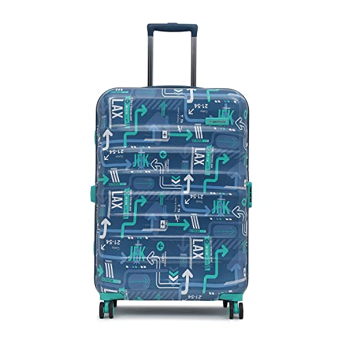 Image of uppercase Jfk Trolley Bag Set Of 3 (S+M+L) Hardsided Polycarbonate Printed Cabin & Check-In Luggage, Combination Lock, 8 Wheel Trolley Bag, 2000 Days Warranty (Denim Blue, 31 X 53 X 75.5 Cm, Spinner)