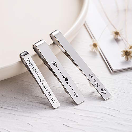Housefunlife Personalized Tie Clips For Men, Tie Bar For Skinny Necktie Ties Engraved Free, Suitable For Wedding Daily Life (50) #TOP3