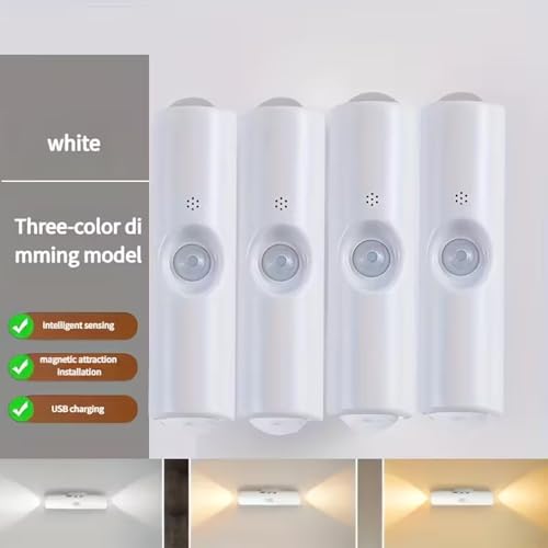 Image of GITGRNTH 4 PCS Smart RGB Motion Sensor Light, Rechargeable LED Night Lamp with Auto On /Off & Color Changing Modes Automatic Color Changing for Home Decor, Bedroom & Hallway & Closet & Stairways