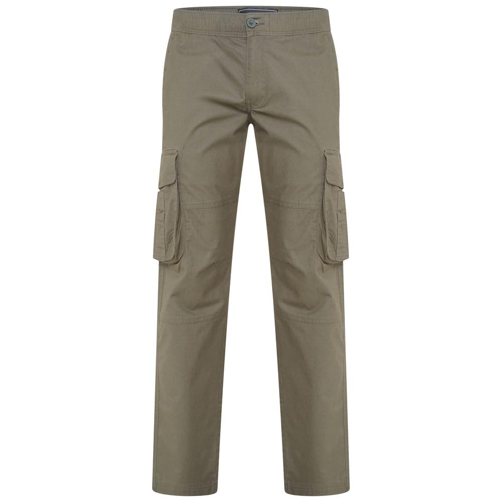 KAM Cargo Pants Stretch Fit Pockets Casual Trousers Mens Plus Size 40W-60W 124 (UK, Waist, 48, Plus, Short, Khaki)