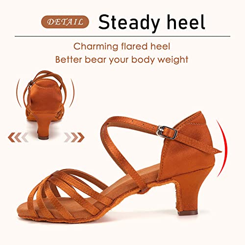 SWDZM Women's Ballroom Dance Shoes Satin Latin Salsa Professional Practice Dancing Shoes4