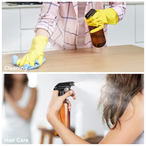 Plastic Spray Bottles, 2-Pack, Mist & Stream, Heavy Duty Spraying, Empty Water Spray Bottle for Cleaning Solutions, Hair, Plants, BBQ, Cat Dog Behavior Correction - Leak Proof (Clear) - Image 7