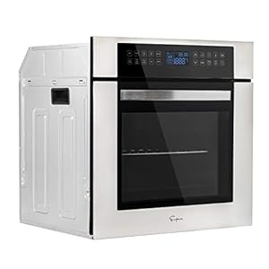 Empava 24 Inch Electric Single Wall Oven 10 Cooking Functions Deluxe 360° ROTISSERIE with Sensitive Touch Control in Stainless Steel