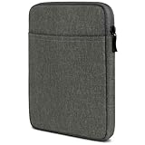 moex Tablet Hülle für Amazon Fire 7 (2017) Tasche mit Reißverschluss & Fach für Zubehör, Nylon Stoff Sleeve weich Gepolstert, Schutzhülle Minimalistisch Dash Hülle, Dunkelgrau