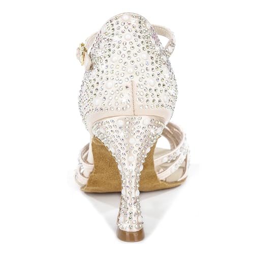 Image of Latinsoul Y205-34 Women's Crystal Embellished Latin Dance High Heel Shoes - Stylish Design Adjustable Ankle Strap Dance Shoes
