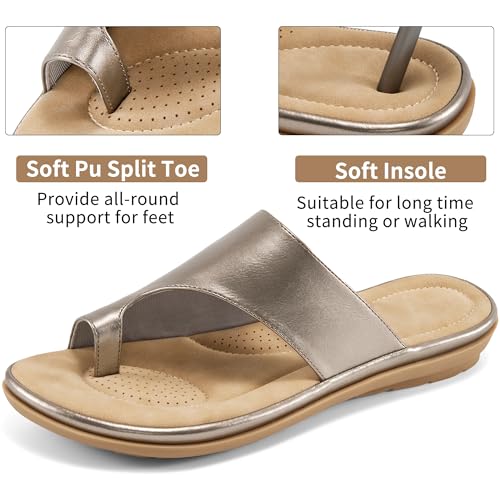 Image of Reimferce Summer Flat Sandals for Women: Comfortable Walking Dressy Slides for 2026 - Ladies Orthopedic Casual Shoes Indoor Outdoor