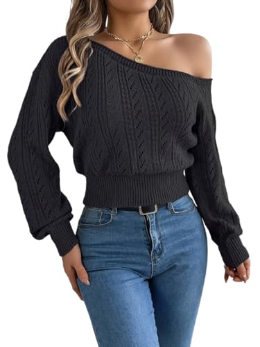 Pullover Sweater for Women Long Sleeve Autumn Winter Sexy Asymmetric