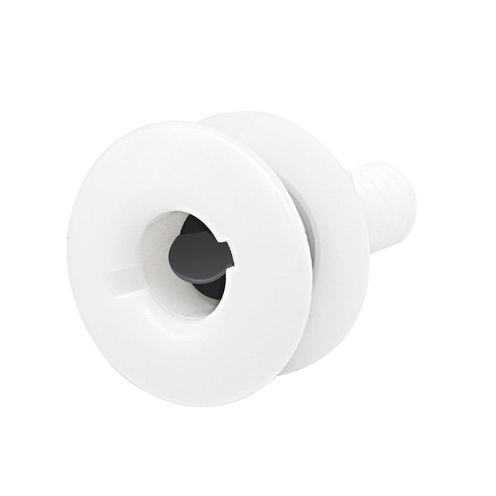 3/4 Inch Thru Hull Scupper Flapper Valve Fittings, Straight White Finish