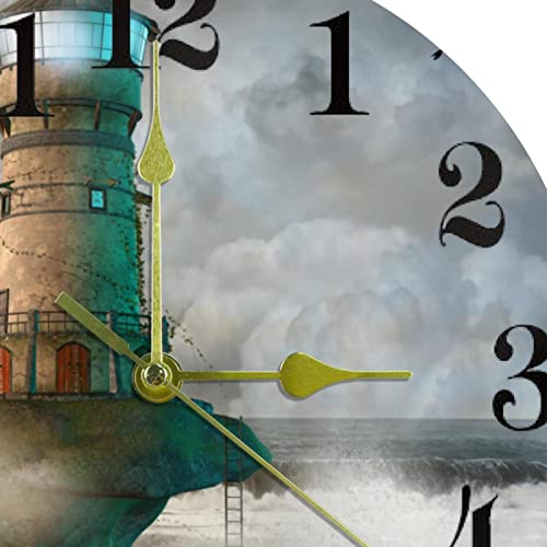 Horloge murale Ocean Lighthouse sans bruit pour travailler sans distraction