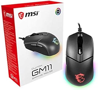 MSI CLUTCH GM11 Gaming Mouse - 5000 DPI Optical Sensor, Symmetrical, 10M+ Click OMRON Switches, 6-Buttons, 1ms Latency, RGB Mystic Light, 89g - Wired