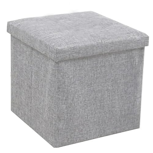 Puff Almacenaje Taburete de Almacenamiento 30cm, Banco Plegable Tela Gran Capacidad for Dormitorio, reposapiés, Asiento Acolchado, puf Organizador artículos Diversos(Silver Gray)