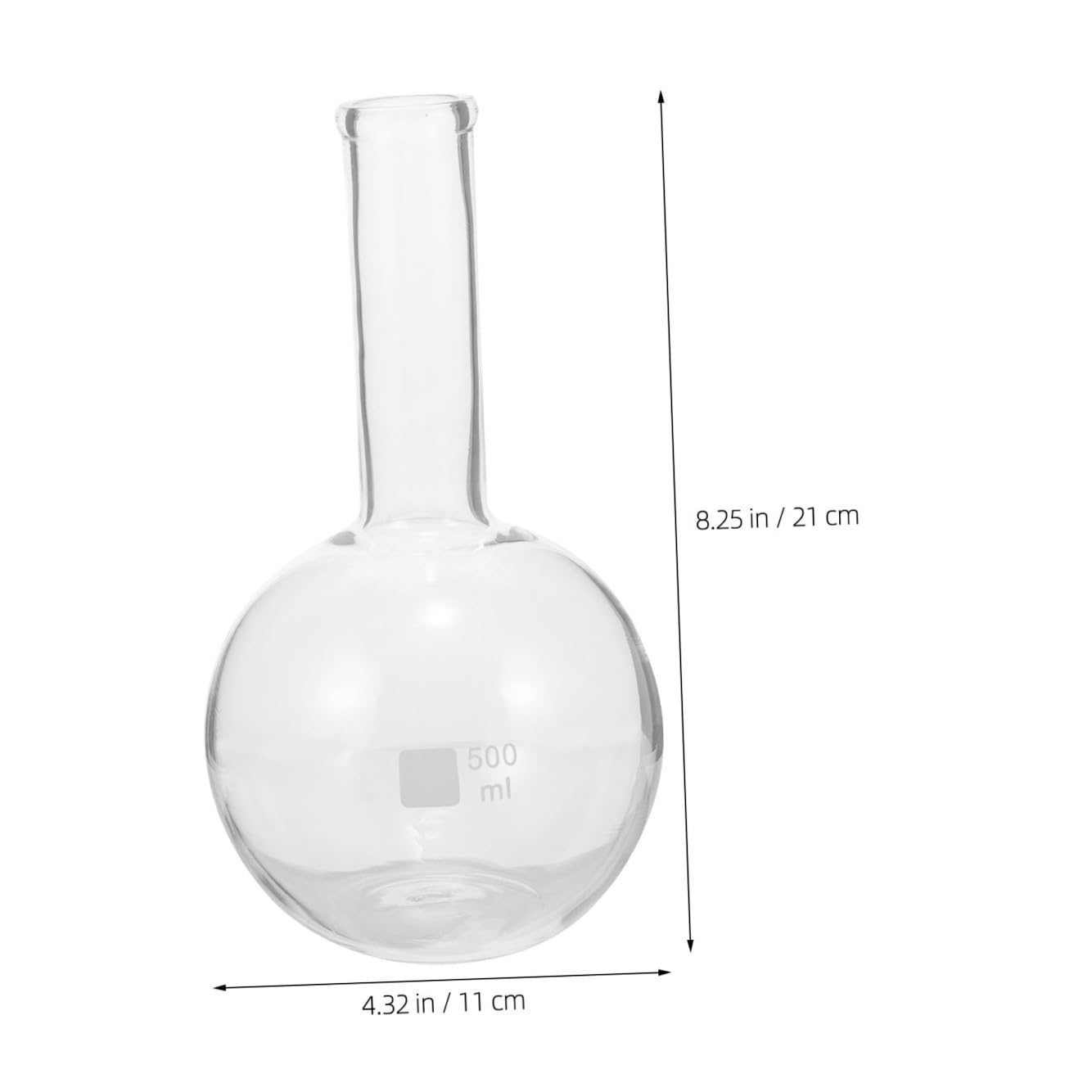 Clear Laboratory Flask Long Neck Distillation Flask Borosilicate Glass with Stable Flat Bottom for Scientific Experiments and Safe Handling