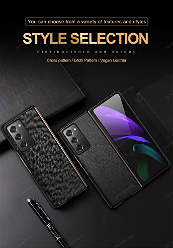 Capa de couro genuíno para Galaxy Z Fold2 5G estilo negócios fina capa rígida flip de couro fino par