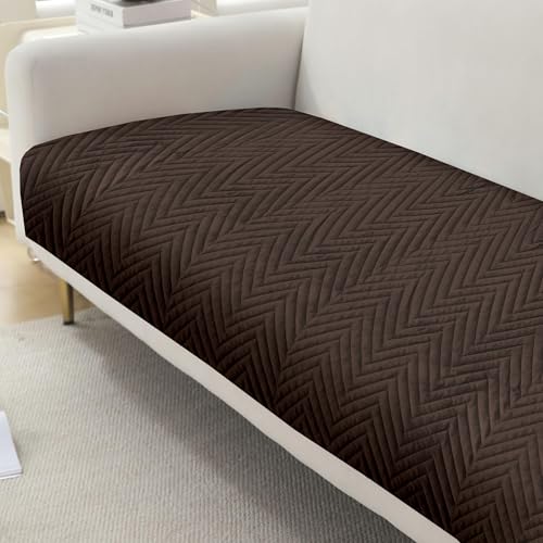 Image of Amazon Basics - Velvet Quilted Make Your Own Sofa Cover |2 Seater | Multi-Layered Fabric |120cm x 70cm | 350 GSM | Color - Brown