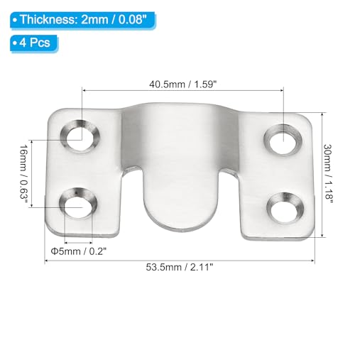 Image of PATIKIL Flush Mount Bracket 53x30mm, 2 Pairs Interlocking Hanging Buckle Stainless Steel Wall Mount Hanger Hook for Picture Frame, Art, Clock, Shelves, Mirrors, Silver Tone