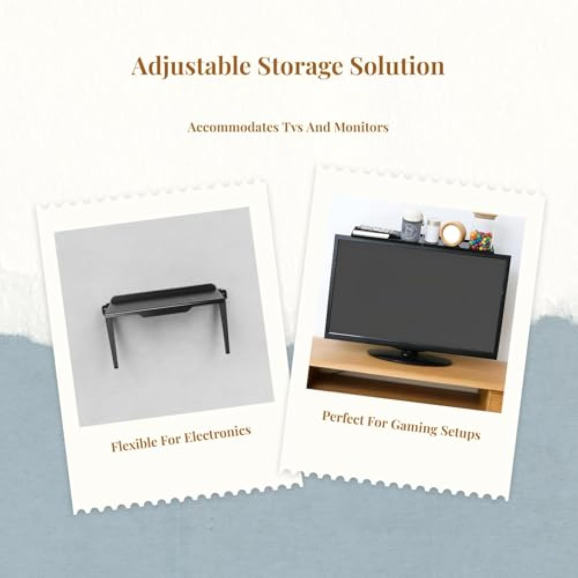 Adjustable TV Set Top Box Shelf, Baffle Living Room Organizer