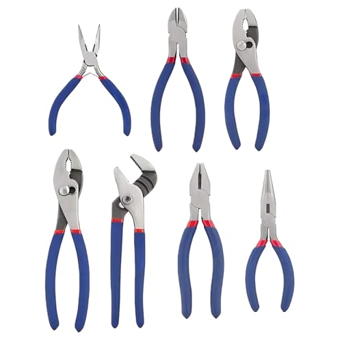 Teksome Kit de alicates, Mecánico de alicates Conjunto | Herramientas manuales Conjunto de 7,Alicates versátiles antideslizantes portátiles para taller de jardín Garage Automotive Construction Outdoor