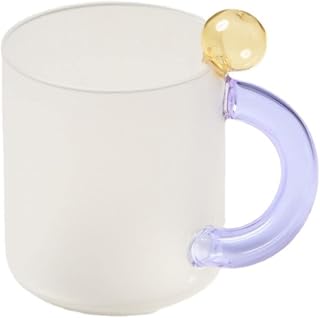 HAOSEM Taza de cristal colorida, tazas de café, resistentes al calor, tazas de té con leche, tazas de café, tazas de vidrio, vasos de cerveza, 300 ml, mango lila, 300 ml
