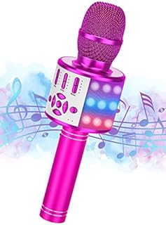 Ankuka Wireless Karaoke Microphone Microphone for Kids Kids Microphone for Singing with Dancing LED Lights, Handheld Bluetooth Microphone Vioce Charger Gifts Presents for Boys Girls Purple