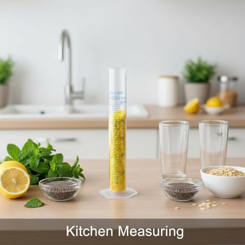3PCS Graduated Cylinder Plastic, Transparent Graduated Test Lab Cylinders with 2-Sided Marking 50ml Measuring Cylinders Science Test Tube Flask Measuring Lines Graduateds Cylinders Beaker - Thumbnail 4