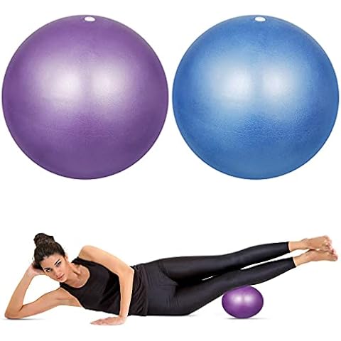 HQdeal 2 pcs Soft Pilates Balls 9 inch / 23 cm Exercise Balance Ball Gym Fitness Ball Perfect for Pilates,Yoga, Core Training and Physical Therapy - Blue & Purple Cover