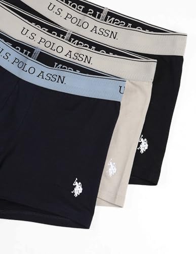 Image of U.S. Polo ASSN. Mens OET15 Mid Rise Solid Underwear Trunks - Pack of 3