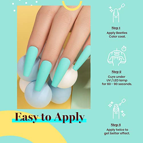 Image of Beetles Teal Gel Nail Polish - Cascade Green 15ML /0.51Fl Oz, Teal Neon Gel Polish, Soak Off UV LED Nails Art Design Manicure Salon DIY Home Neon Nails