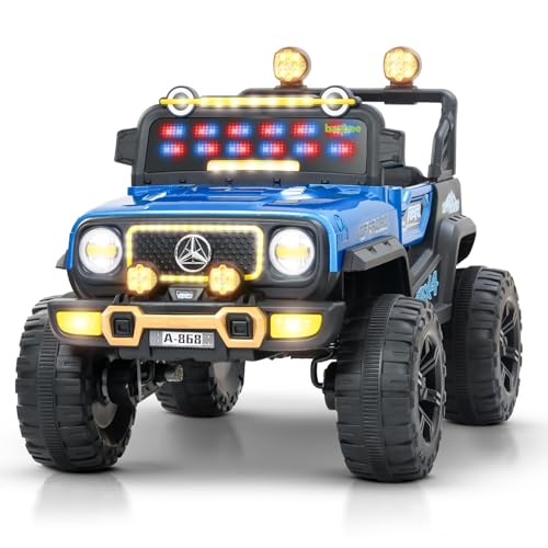 Image of Baybee 4x4 Battery Operated Jeep for Kids, Ride on Toy Baby Car with LED RGB Light & Music, Rechargeable Electric Jeep, Big Battery Car for Kids (Wrangler, Wrangler Blue)
