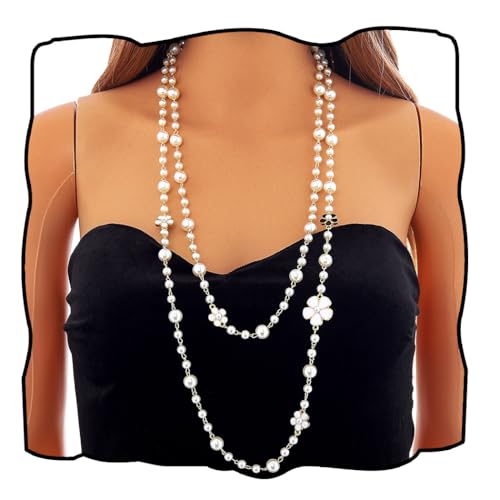 Long Pearl Necklaces Layered Pearl Necklaces Jewelry 1920s Pearls Body Jewelry for Women