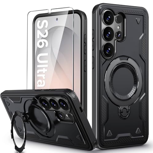 Image of for Samsung Galaxy S26 Ultra Case Magnetic with stand, with Mag-Safe, with Screen Protector, Wireless Charging, Shockproof for Samsung S26 Ultra 5G Phone Case, Ring Holder Cover for Samsung S26 Ultra