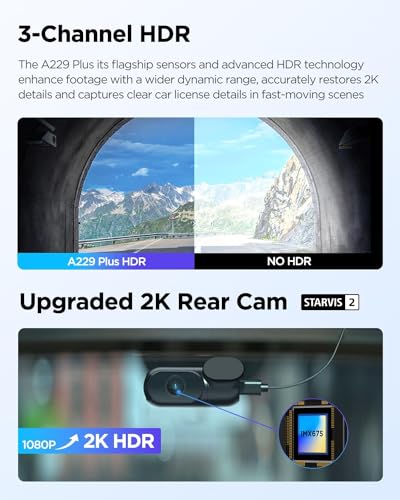 Image of VIOFO A229 Plus 3CH Front Interior and Rear 2K+ FHD + 2K HDR 5GHZ WI-FI GPS Voice Control Triple Dash Camera with STARVIS 2 Sensor (3CH (Front + Rear + Interior))