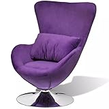  mewmewcat Sillón en Forma de Huevo Mecedoras de Salón Púrpura y Plata 64 x 64 x 86 cm
