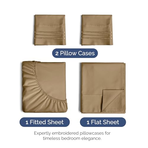 Image of King Size 4 Piece Sheet Set - Ultra Soft & Cooling Bed Sheets - Caramel