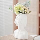 FIEIFI Ceramic Face Vases, Lovely Girl Head and Bust Vases,Plain-Burnt Finish Bohemian Art Vase,Modern Nordic Style Creative Vase for Home Living Room Office Bookshelf Decor