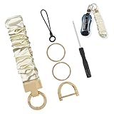 Dogary Stretchy Keychain Wristlet for Car Keys, Stylish & Functional Scrunchie Bracelet with D-ring for Women & Men (White)