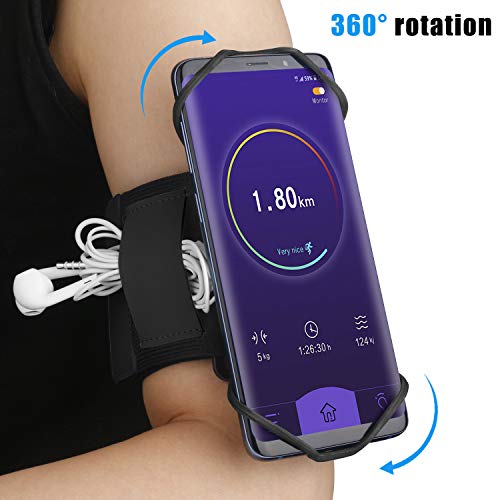 Tsuinz Cellphone Holder Running Wristband Armband Fit for iPhone 11 Pro Max Galaxy S20 Ultra Note 10 Pro Note 10+ Galaxy S10+ LG, 360° Rotatable Elastic Armband for Gym Fitness