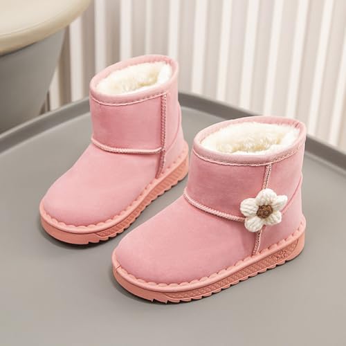 Toddler/Little Girls Snow Boots Fur Lined Lightweight Winter Warm Booties Flower Comfy Outdoor Princess Shoes2
