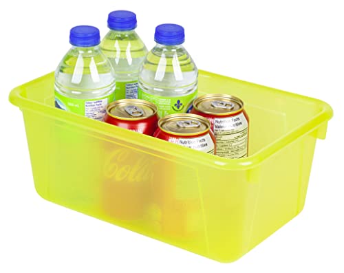 Image of Storex Small Cubby Bins - Plastic Storage Containers for Classroom, 12.2 x 7.8 x 5.1 inches, Candy Yellow, 5-Pack (62476A05C)