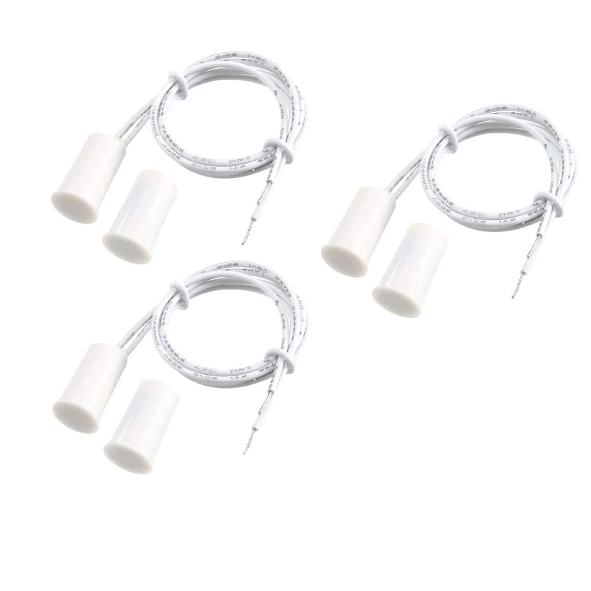 Magnetic Reed Switch MC-33 NC/NO Recessed Wired Door Window Alarm, Magneti Door Switch, Contact Sensor, for Home Security and Burglar Alarm Magnetic Reed Switch,Sets of 3