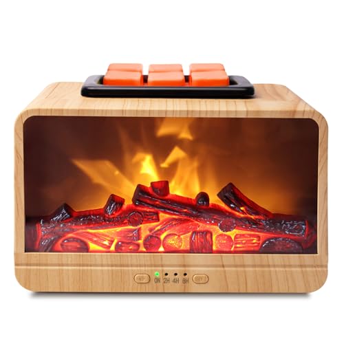 Wax Melt Warmer - 3D Dynamic Flame Fireplace Wax Warmer Electric Wax Burner, Wax Melter for Scented Wax with 4 Timer Auto Shut Off PTC Heating Oil Bur