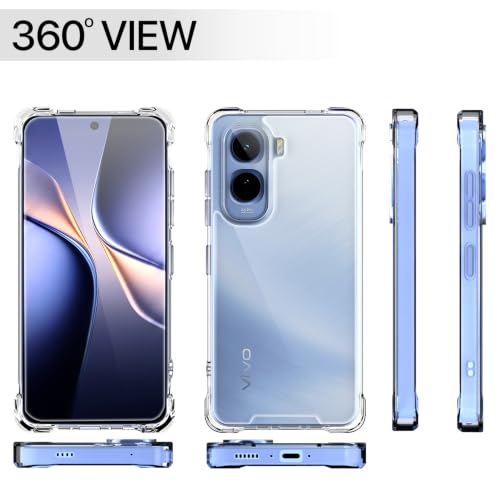 Image of Outlouders Back Cover for Vivo T5 Pro 5G Clear Transparent PC + TPU Bumper Case with Raised Edges for Shockproof Protection (Transparent)